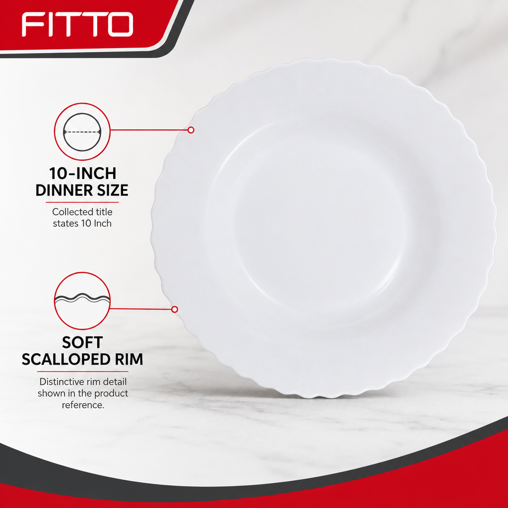 96 Pieces Opal Glass Dinner Plate, 10 Inch, White Round Tablewares