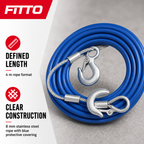 96 Pieces Tow Rope, 8 mm Stainless Steel with Blue Protective Covering, 4 m, Blue and Silver, 1 Piece