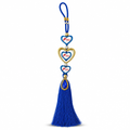 144 Pieces Decorative Heart Charm Keychains with Blue Tassel, 20 x 8 x 3 cm