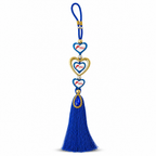 144 Pieces Decorative Heart Charm Keychains with Blue Tassel, 20 x 8 x 3 cm
