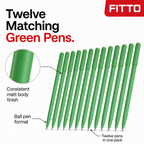 144 Pieces Ball Pens, Green Matt Body, 12 Pack