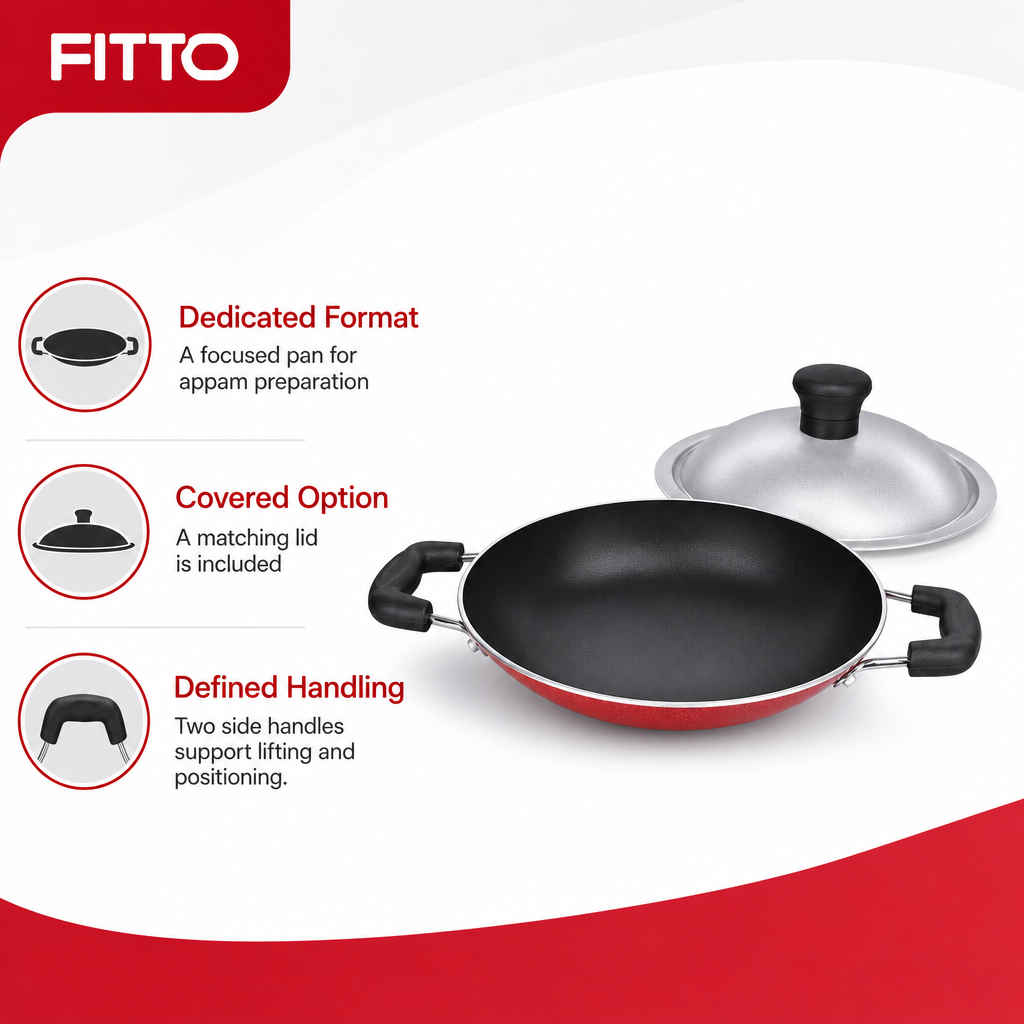 72 Pieces Non Stick Appam Pan with Lid, 1 Piece, 14 x 12 x 10 cm