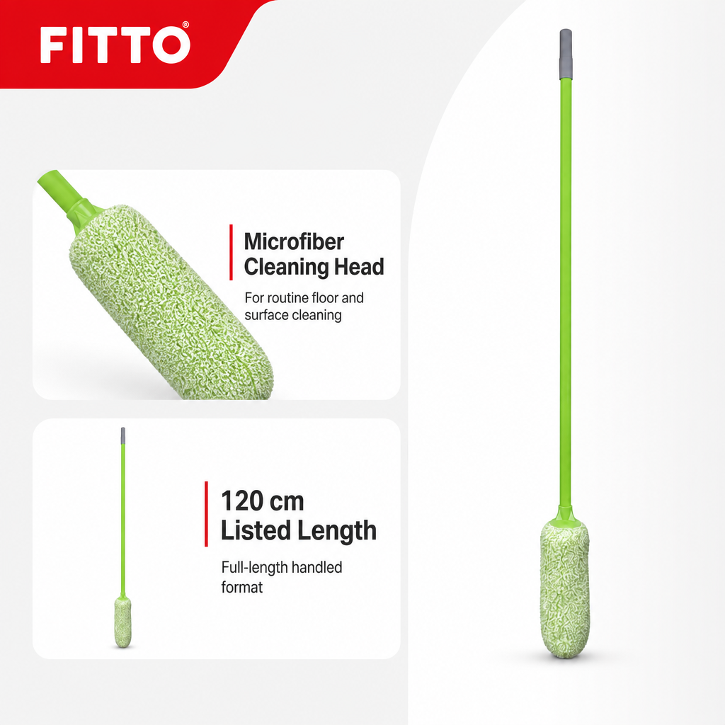96 Pieces Microfiber Mop with Painted Iron Handle, Green, 120 cm