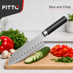 72 Pieces Santoku Knife, 7 Inch Kitchen Knives with Dimpled Blade and Black Handle, Single Piece