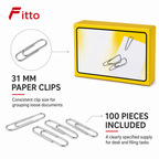 240 Pieces Paper Clips, 31 mm Silver, 100 Pieces for Office, School and Document Organization