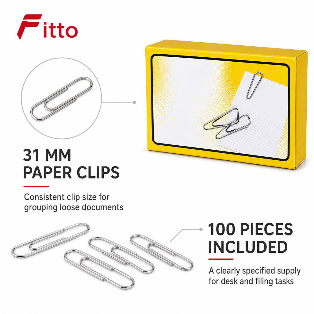 240 Pieces Paper Clips, 31 mm Silver, 100 Pieces for Office, School and Document Organization