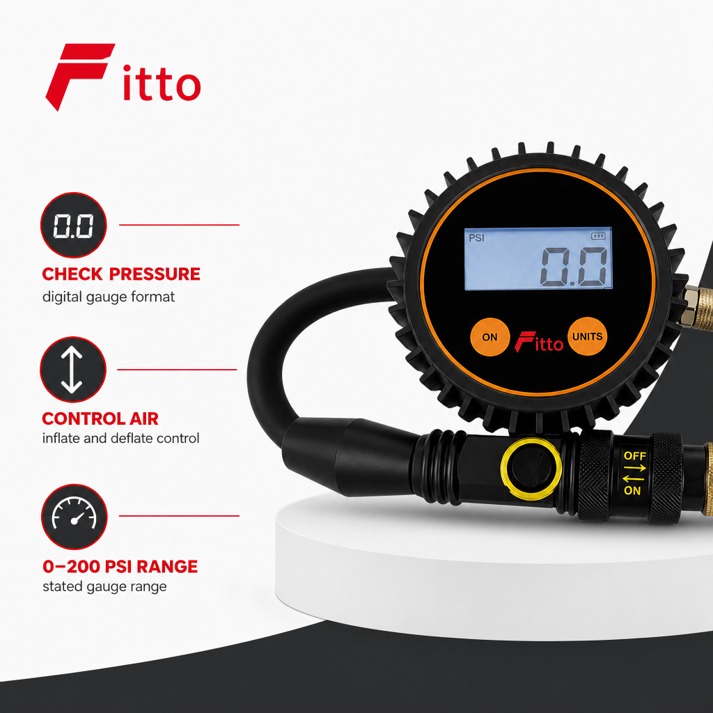 48 Pieces Digital Tyre Pressure Gauge with Inflate and Deflate Control, 0–200 PSI