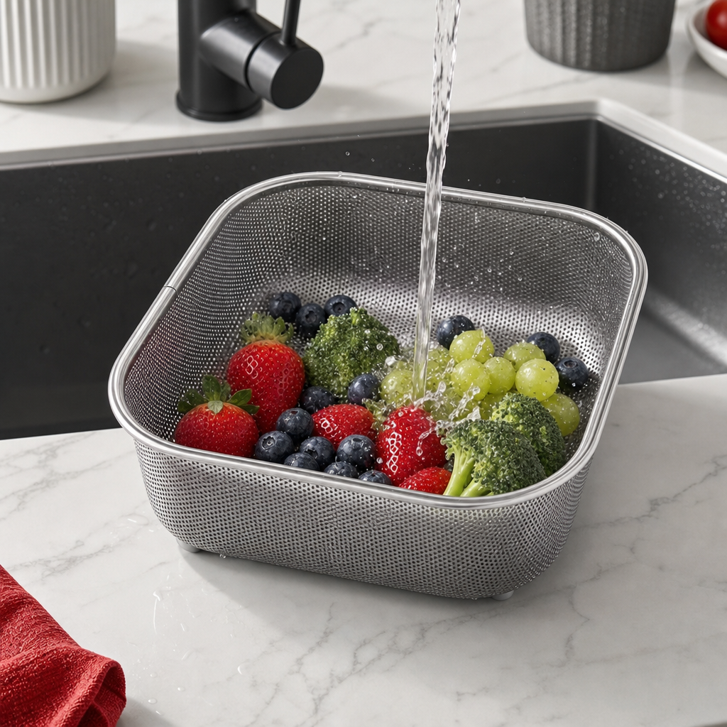 96 Pieces Grey Stainless Steel Square Strainer Basket, 27 x 27 cm, 1 Piece