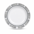 96 Pieces Soup Plate, 11 Inch Round Grey Plate with Geometric Border for Dining Table Settings