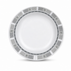96 Pieces Soup Plate, 11 Inch Round Grey Plate with Geometric Border for Dining Table Settings