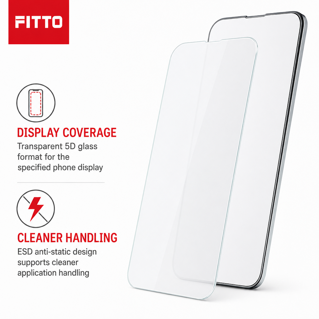 96 Pieces 5D Tempered Glass Screen Protectors, ESD Anti-Static, 1 Pack