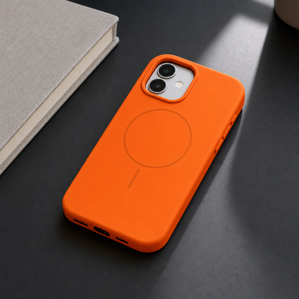 120 Pieces Silicone Magnetic Phone Cases with Raised Camera Protection, Orange