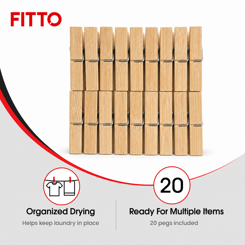 240 Pieces Bamboo Wooden Clothes Pegs, 20 Pieces for Laundry Drying and Household Use
