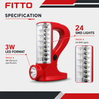 72 Pieces Rechargeable 3W LED Torch with 24 SMD Lights, Portable Handheld Light