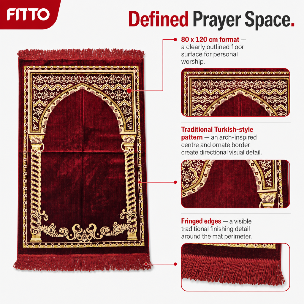96 Pieces Jumbo Prayer Mats, Turkish Style, 80 x 120 cm, Fringed Edges