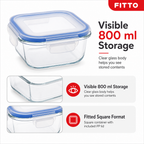 96 Pieces Square Glass Food Container with PP Lid, 800 ml