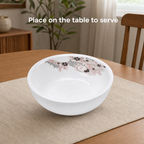 144 Pieces White Round Serving Bowl with Floral Print, 19 cm, 1 Piece