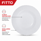 96 Pieces Soup Plate, 9 Inch, White, Round Tablewares With Scalloped Edge