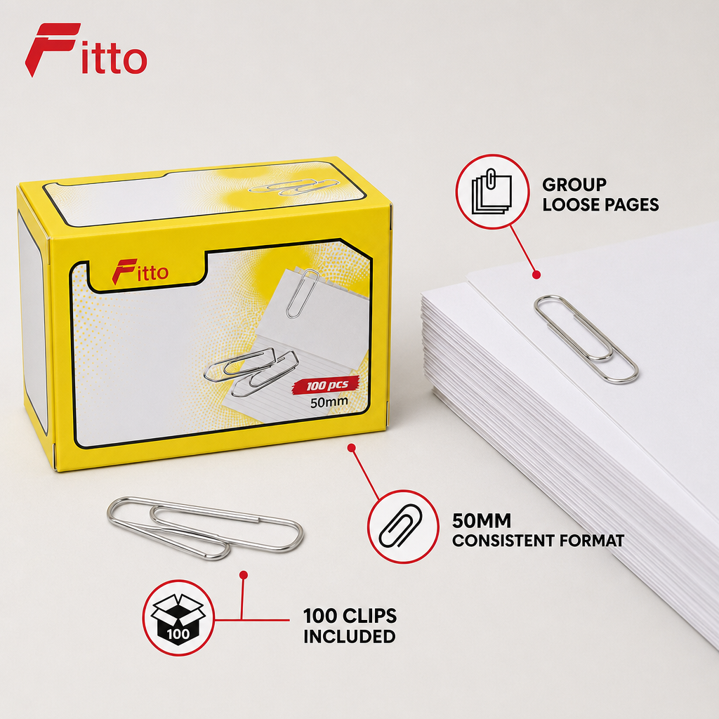 240 Pieces Paper Clips, 50mm, 100-Pack, Silver-Finish Document Fasteners for Office and Filing