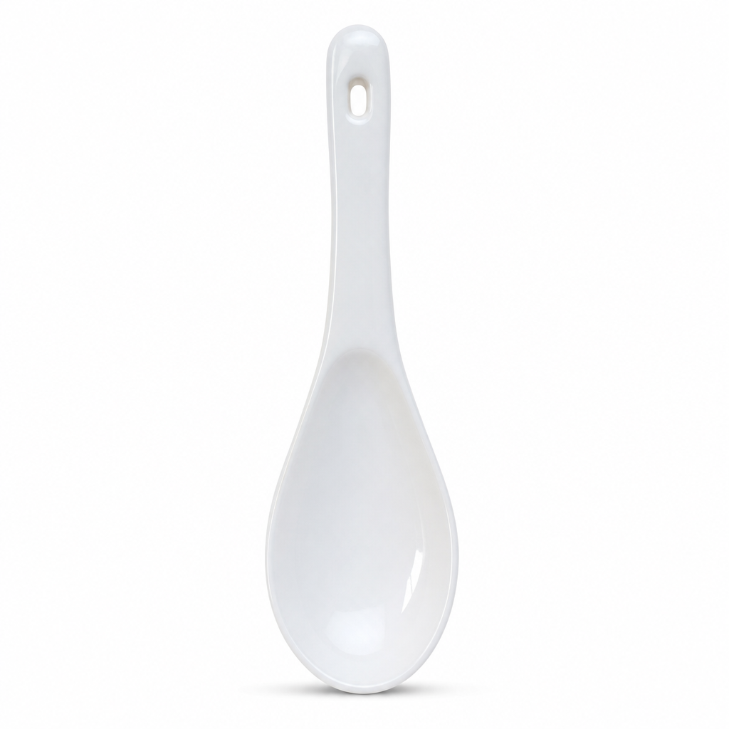 144 Pieces Melamine Serving Spoon, 21 cm, White, 1 Piece