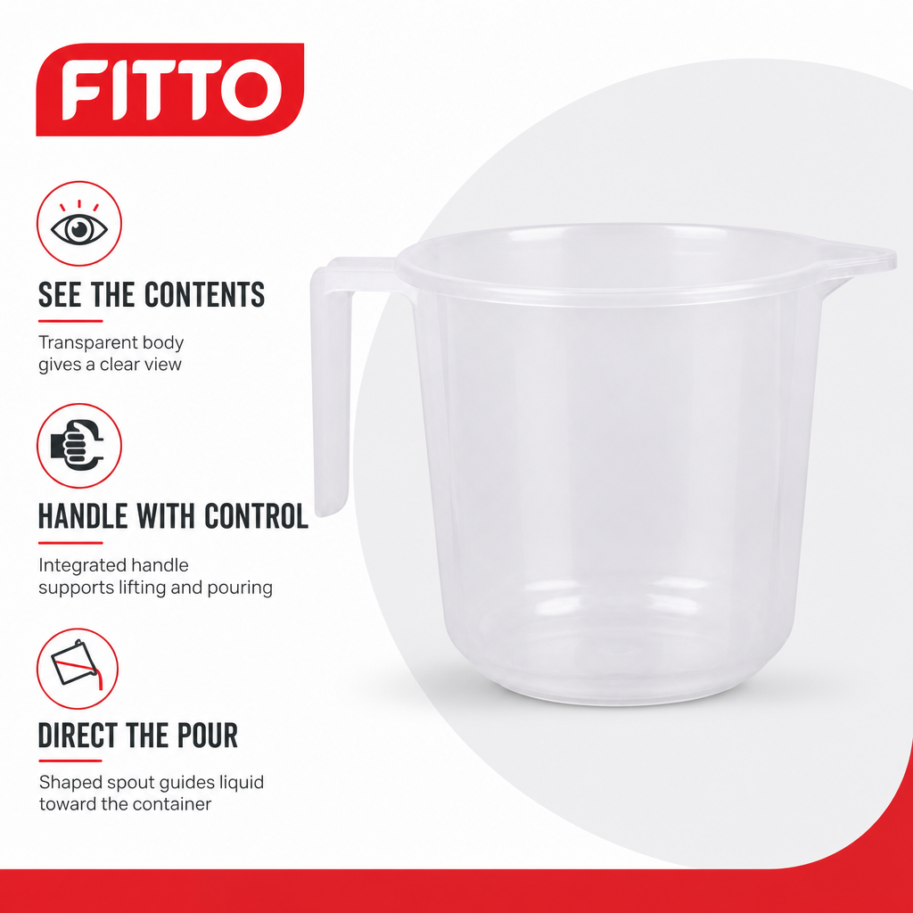 144 Pieces Transparent Plastic Pouring Mug with Handle, 1.5 Litre