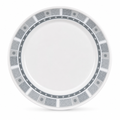 120 Pieces Dinner Plate, 10 Inch, Grey With Geometric Border, Round Tablewares For Meal Serving