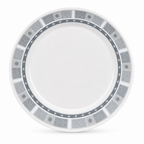 120 Pieces Dinner Plate, 10 Inch, Grey With Geometric Border, Round Tablewares For Meal Serving