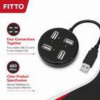 96 Pieces 4-Port USB 2.0 Hub, 480Mbps Data Transfer, Black
