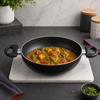 72 Pieces Non-Stick Kadai Deep Frying Pan with Dual Handles, 26 cm, Black, 1 Piece