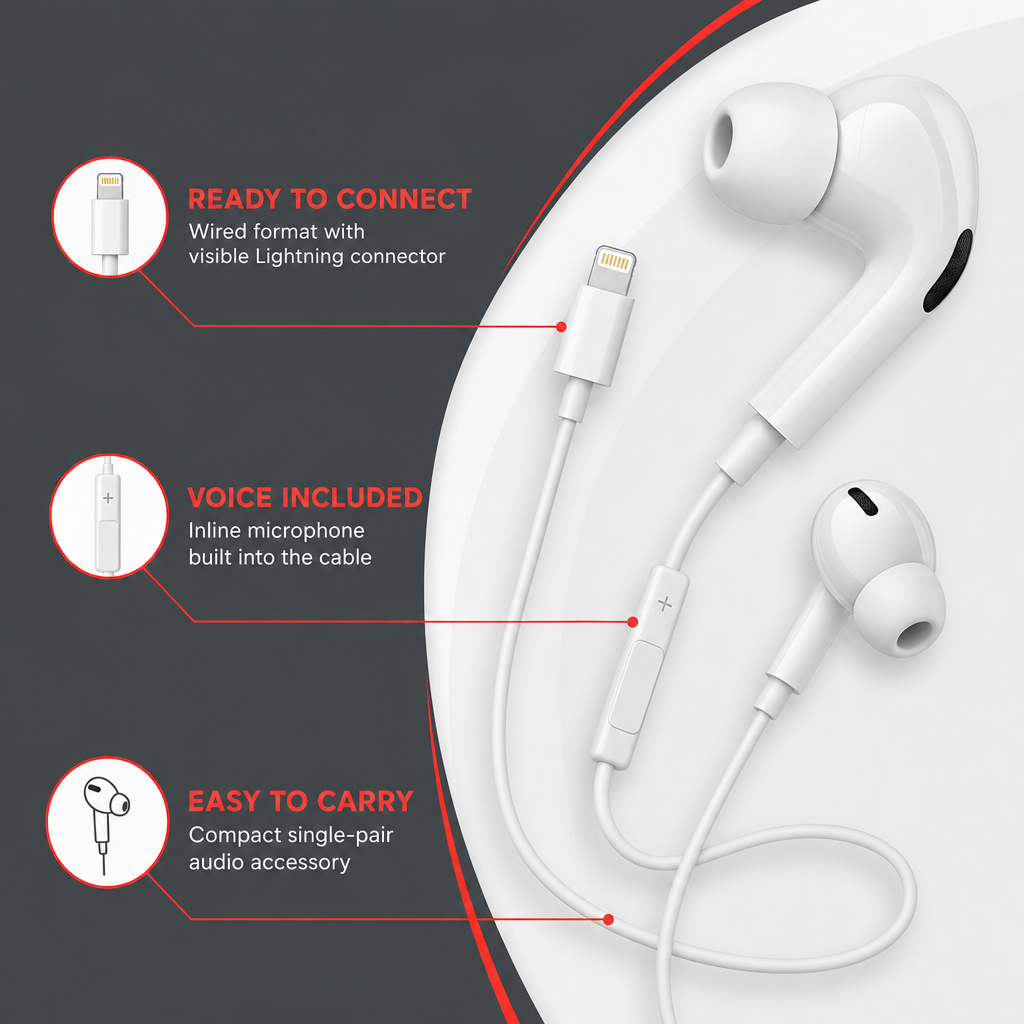 120 Pieces Lightning Earphones with Inline Microphone, Wired Audio Headset, White