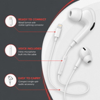 120 Pieces Lightning Earphones with Inline Microphone, Wired Audio Headset, White