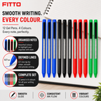 96 Pieces Gel Pens, Arrow Tip, 0.7 mm, Assorted Colours, 12-Pack