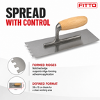 96 Pieces Stainless Steel Flooring and Tiling Notched Trowels with Wooden Handle, 28 x 12 cm, 1 Piece