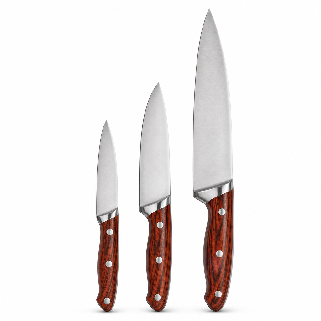 144 Pieces Stainless Steel Kitchen Knives Set, 3-Piece Food Preparation Cutting Set