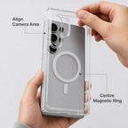 96 Pieces Crystal Clear Magnetic Phone Cases with Ring, Raised Camera Protection and Wireless Charging Support