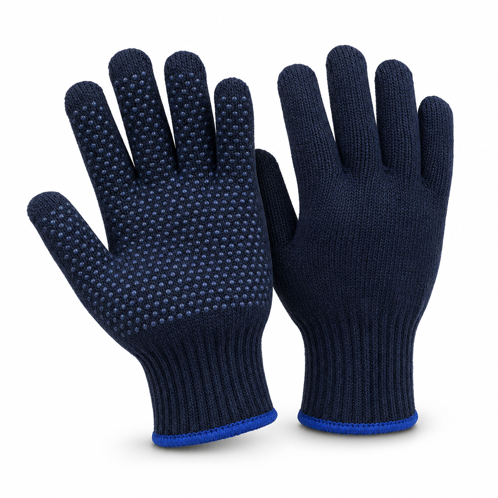 96 Pieces Knitted Grip Work Gloveses, Navy Blue, 24 cm, 1 Pair