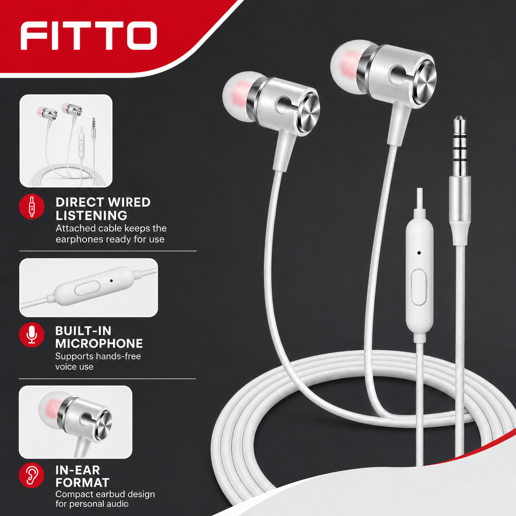 240 Pieces Wired Earphoneses with Microphone, In-Ear Design, White and Silver