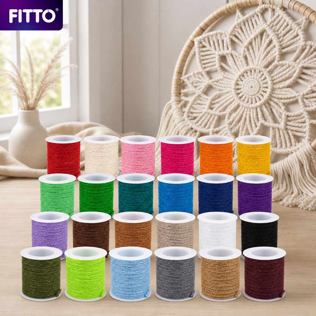 48 Pieces Jute Rope, Assorted Colours, 10 m per Roll, 24 Rolls for Crafting and Decorative Projects