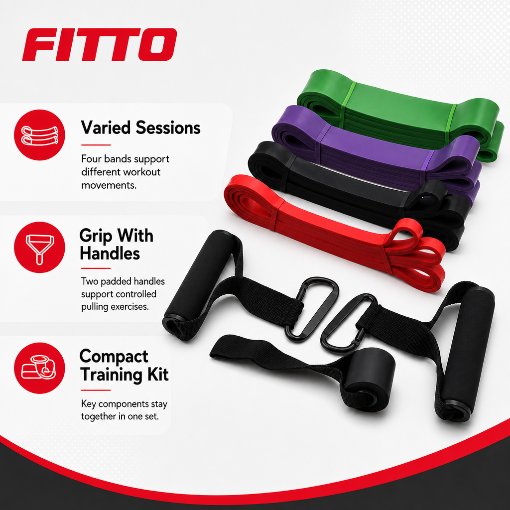 48 Pieces Resistance Bands Set, 4-Piece Home Workout Kit with Handles and Attachment Straps
