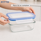 96 Pieces Rectangular Borosilicate Glass Food Container with PP Lid, 640 ml