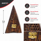 72 Pieces Wooden Pyramid Incense Burner Box, 7.5 Inch, Brown