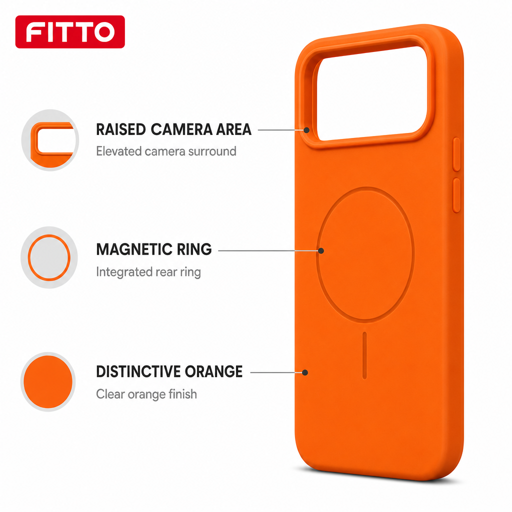 120 Pieces Silicone Magnetic Phone Cases with Raised Camera Protection, Orange