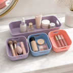 120 Pieces Cosmetic Organizers Tray Set, 4-Piece Mixed Colour Makeup Storage Trays, Long Tray With Three Square Trays