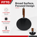 72 Pieces Non-Stick Tawa Pan with Wooden Handle, 14 Inch, Round Black Cookwares