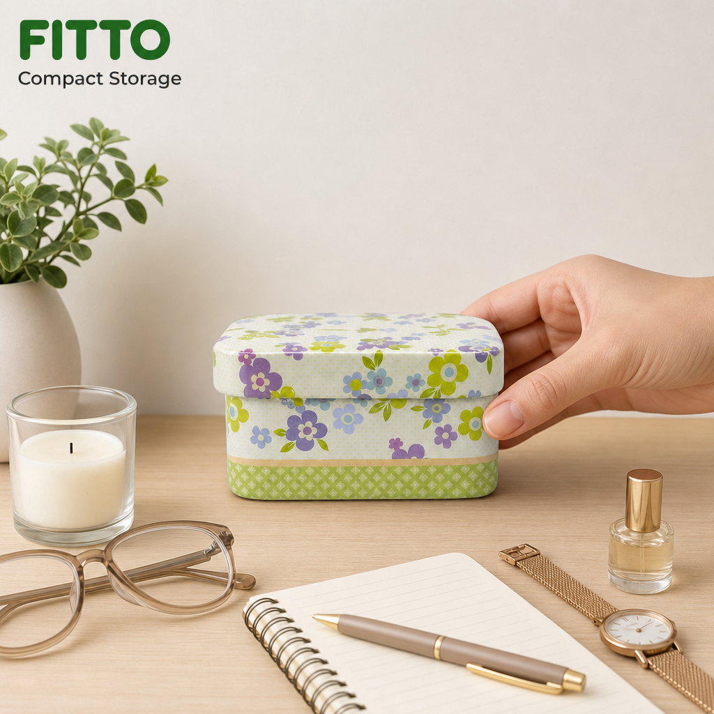 240 Pieces Rectangular Metal Storage Box, White Floral Pattern, 7 x 4.5 x 4 cm, 1 Piece