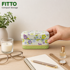 240 Pieces Rectangular Metal Storage Box, White Floral Pattern, 7 x 4.5 x 4 cm, 1 Piece