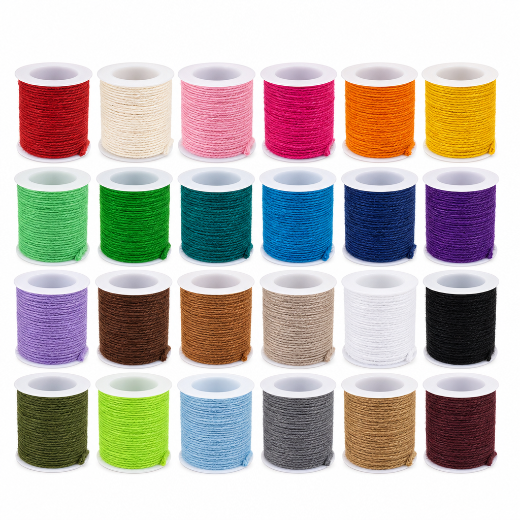 48 Pieces Jute Rope, Assorted Colours, 10 m per Roll, 24 Rolls for Crafting and Decorative Projects