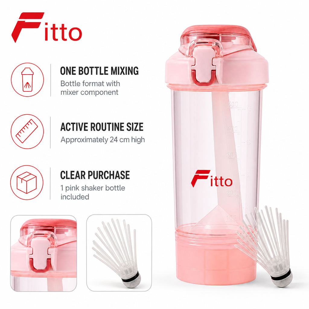 96 Pieces Protein Shaker Bottle With Mixer, Pink, 1 Piece, 24 cm