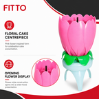 120 Pieces Pink Flower Music Cake Candle, Opening Floral Design, 1 Piece