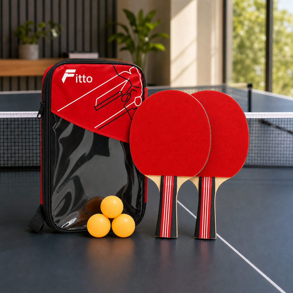 96 Pieces Table Tennis Racket Set with Balls, Red Zipper Carry Case